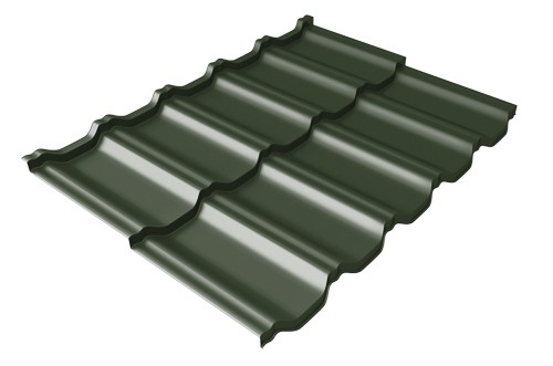 Металлочерепица модульная Квинта Uno Grand Line c 3D резом 0,5 GreenСoat Pural RR 11 темно-зеленый (RAL 6020 хромовая зелень) купить в Химках