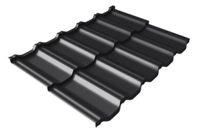 Металлочерепица модульная Квинта Uno Grand Line c 3D резом 0,45 Drap RAL 9005 черный
