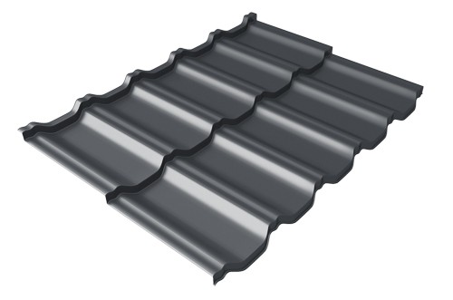 Металлочерепица модульная Квинта Uno Grand Line c 3D резом 0,5 Velur RAL 7024 мокрый асфальт купить в Химках